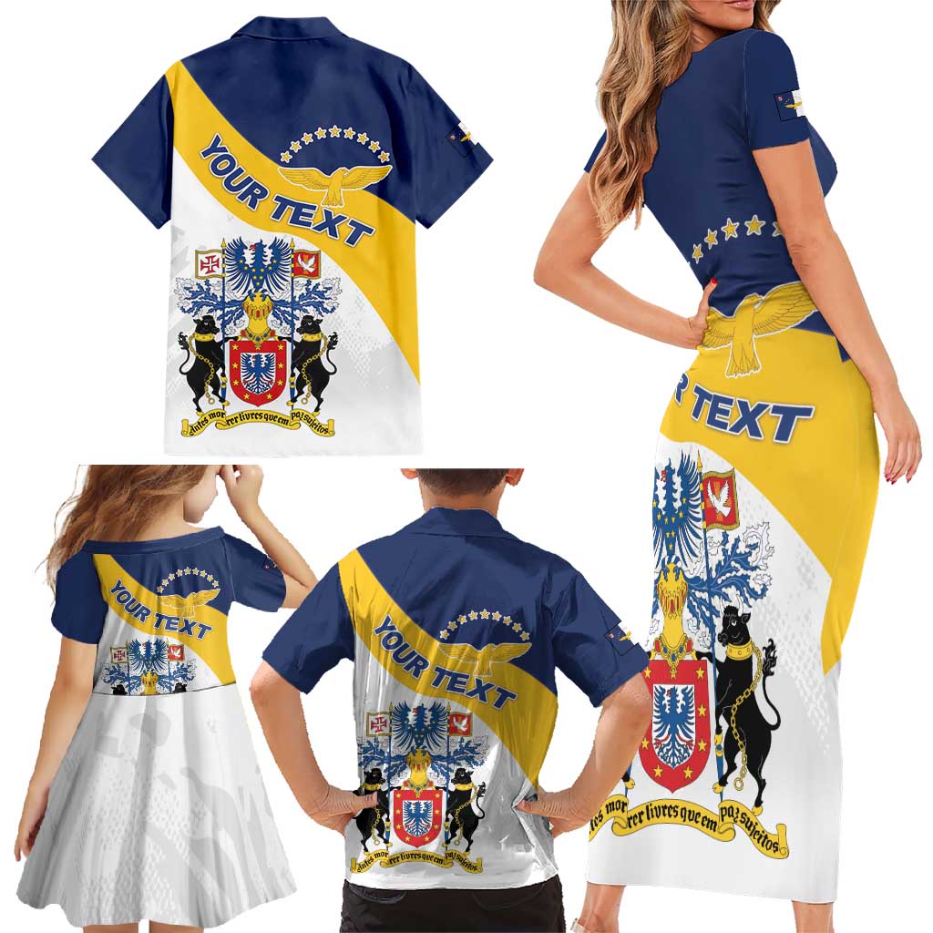 Personalized Azores Family Matching Short Sleeve Bodycon Dress and Hawaiian Shirt Antes Morrer Livres Que Em Paz Sujeitos