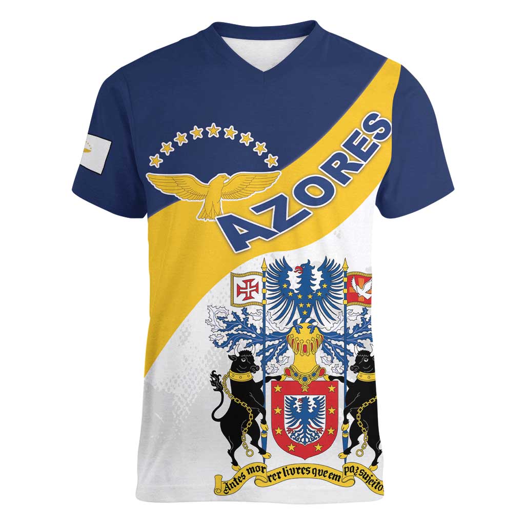 Personalized Azores Women V-Neck T-Shirt Antes Morrer Livres Que Em Paz Sujeitos