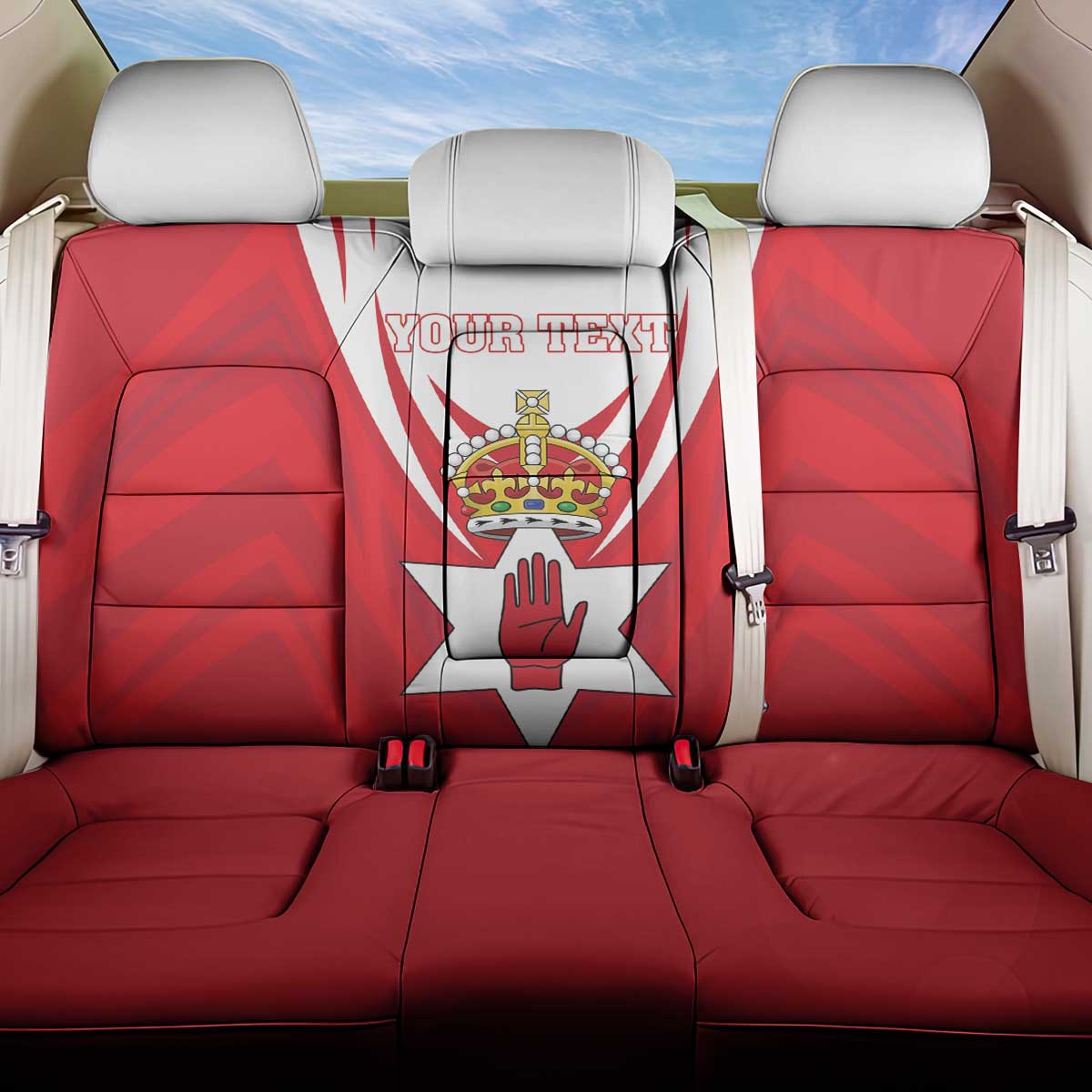 Personalized Northern Ireland Back Car Seat Cover Coat Of Arms With Map