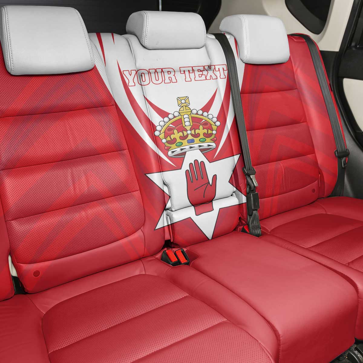 Personalized Northern Ireland Back Car Seat Cover Coat Of Arms With Map