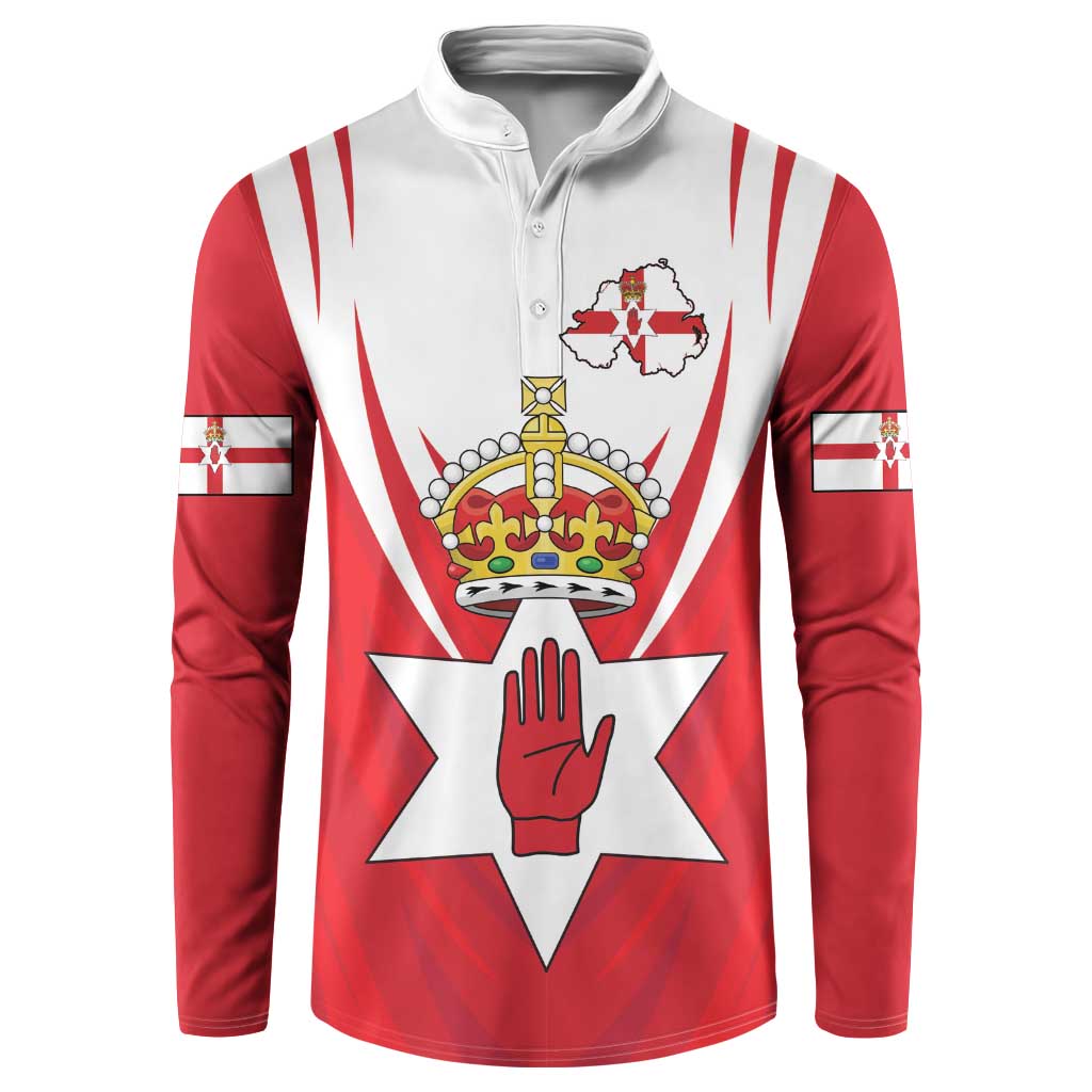 Personalized Northern Ireland Button Sweatshirt Coat Of Arms With Map