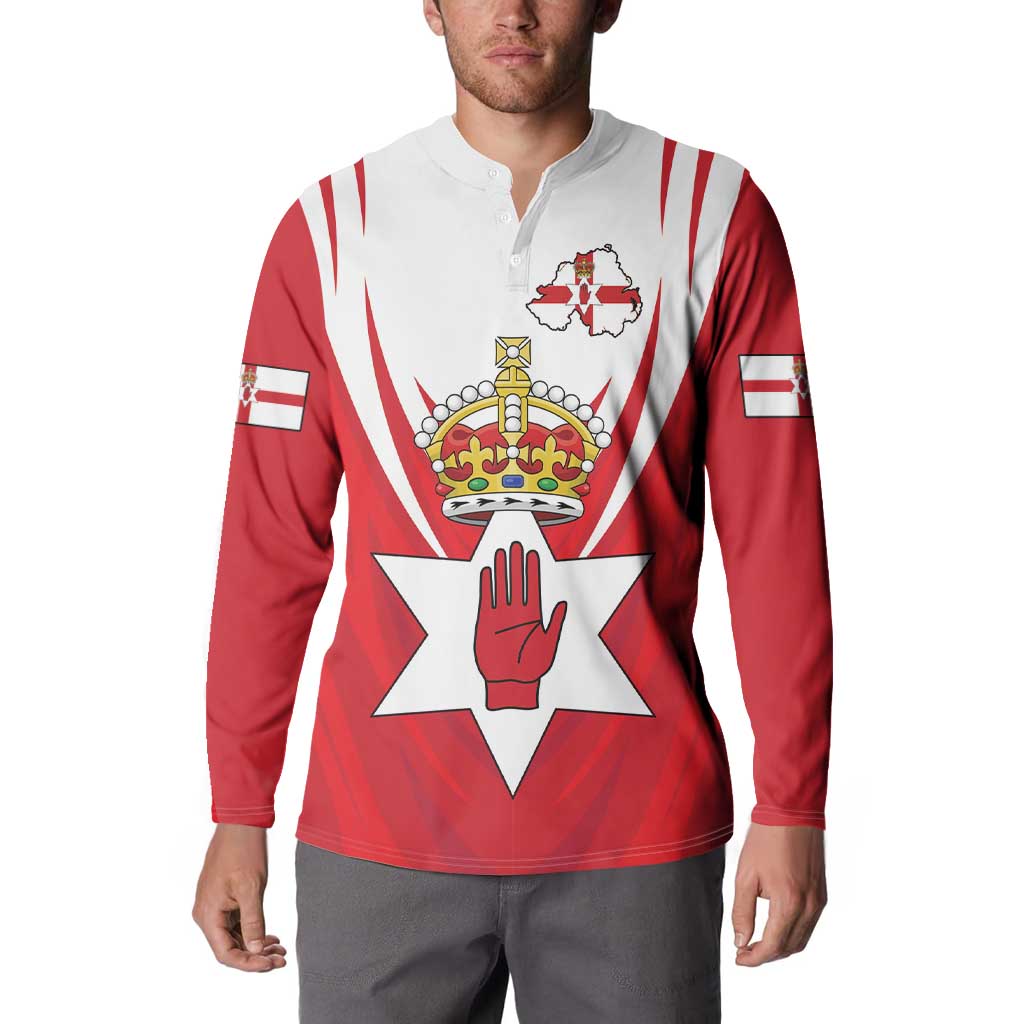 Personalized Northern Ireland Button Sweatshirt Coat Of Arms With Map