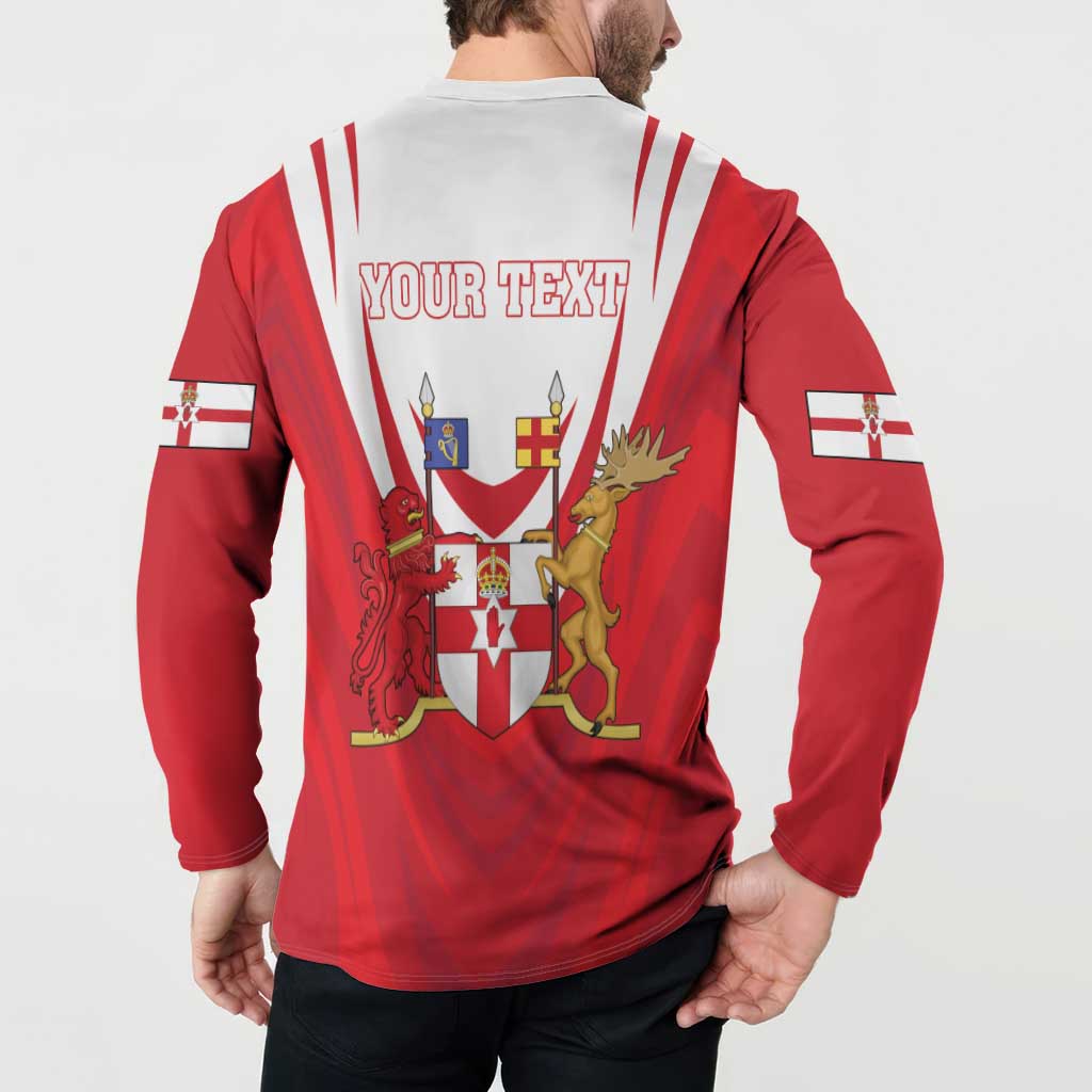 Personalized Northern Ireland Button Sweatshirt Coat Of Arms With Map