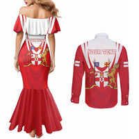 Personalized Northern Ireland Couples Matching Mermaid Dress and Long Sleeve Button Shirt Coat Of Arms With Map