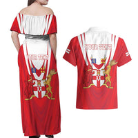 Personalized Northern Ireland Couples Matching Off Shoulder Maxi Dress and Hawaiian Shirt Coat Of Arms With Map