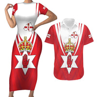 Personalized Northern Ireland Couples Matching Short Sleeve Bodycon Dress and Hawaiian Shirt Coat Of Arms With Map