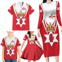 Personalized Northern Ireland Family Matching Long Sleeve Bodycon Dress and Hawaiian Shirt Coat Of Arms With Map