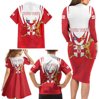 Personalized Northern Ireland Family Matching Long Sleeve Bodycon Dress and Hawaiian Shirt Coat Of Arms With Map