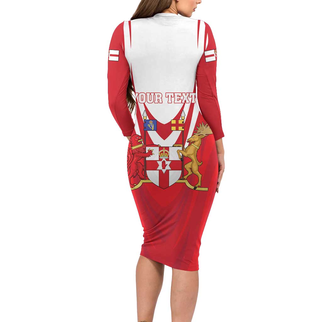 Personalized Northern Ireland Family Matching Long Sleeve Bodycon Dress and Hawaiian Shirt Coat Of Arms With Map