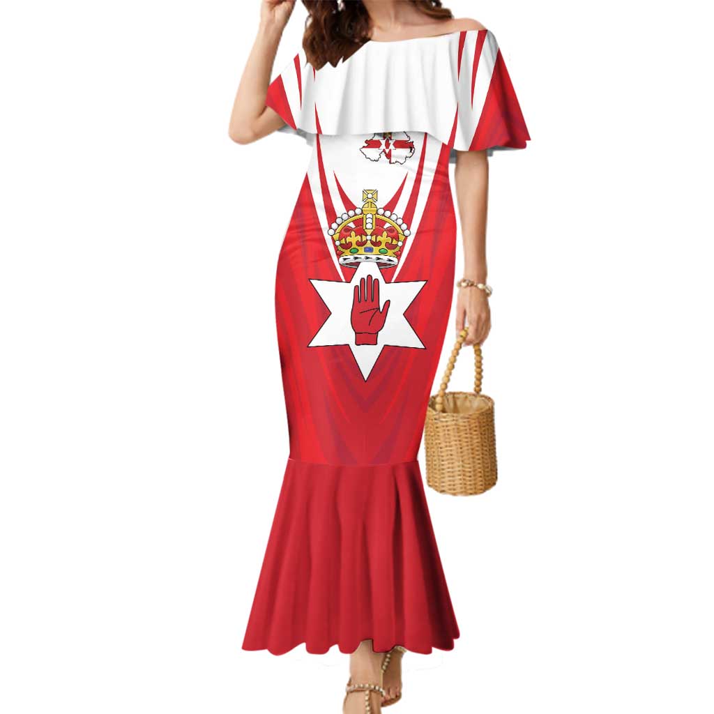 Personalized Northern Ireland Family Matching Mermaid Dress and Hawaiian Shirt Coat Of Arms With Map