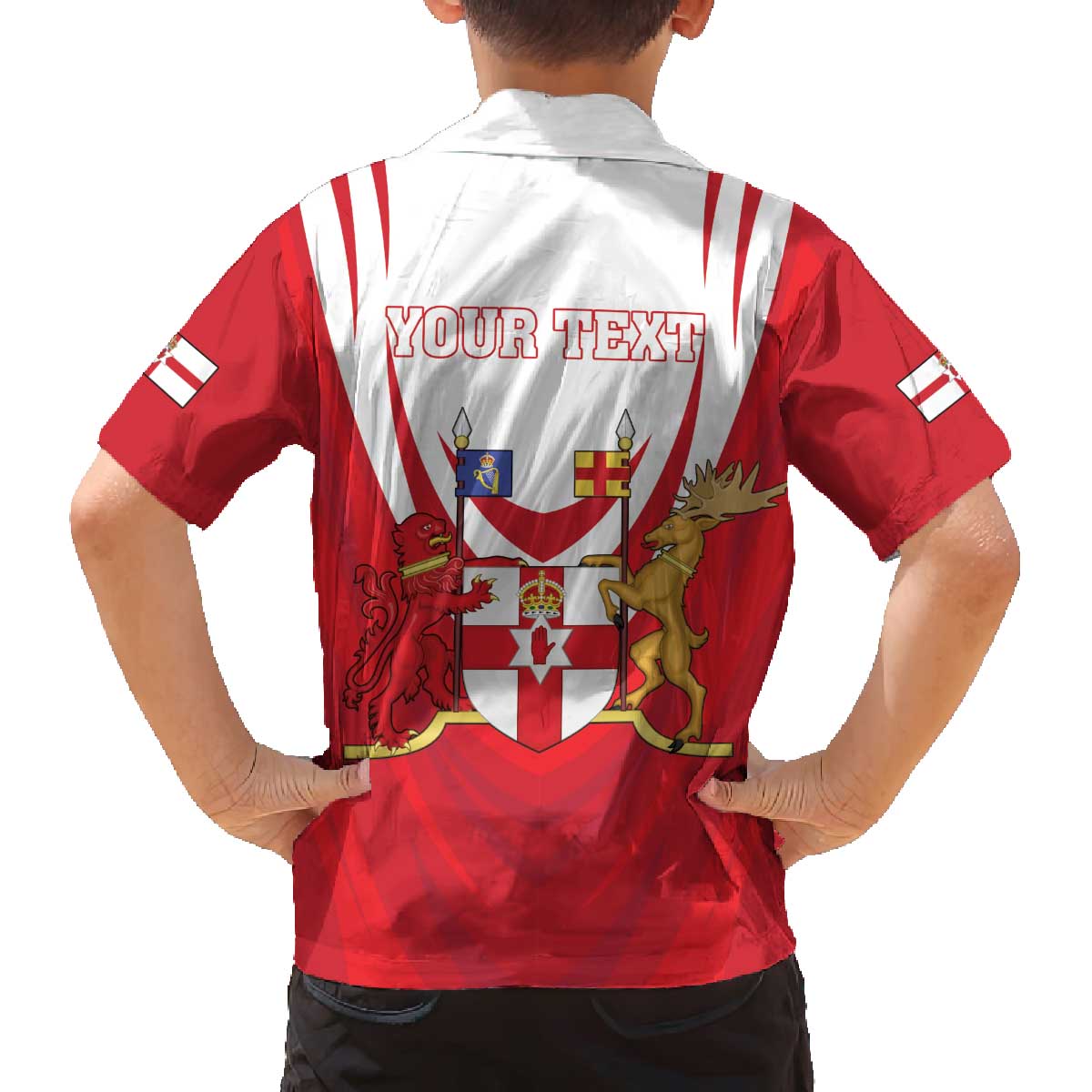 Personalized Northern Ireland Family Matching Off The Shoulder Long Sleeve Dress and Hawaiian Shirt Coat Of Arms With Map