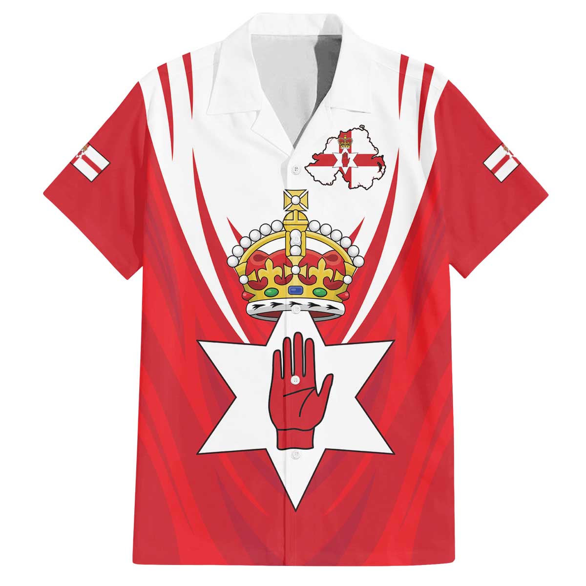 Personalized Northern Ireland Family Matching Off The Shoulder Long Sleeve Dress and Hawaiian Shirt Coat Of Arms With Map