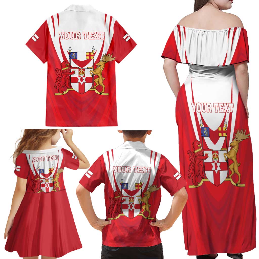 Personalized Northern Ireland Family Matching Off Shoulder Maxi Dress and Hawaiian Shirt Coat Of Arms With Map