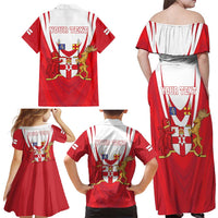 Personalized Northern Ireland Family Matching Off Shoulder Maxi Dress and Hawaiian Shirt Coat Of Arms With Map