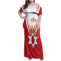 Personalized Northern Ireland Family Matching Off Shoulder Maxi Dress and Hawaiian Shirt Coat Of Arms With Map