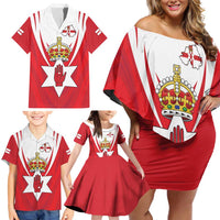 Personalized Northern Ireland Family Matching Off Shoulder Short Dress and Hawaiian Shirt Coat Of Arms With Map