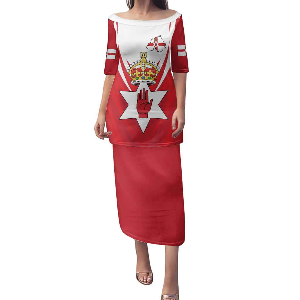 Personalized Northern Ireland Family Matching Puletasi and Hawaiian Shirt Coat Of Arms With Map