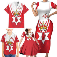 Personalized Northern Ireland Family Matching Short Sleeve Bodycon Dress and Hawaiian Shirt Coat Of Arms With Map