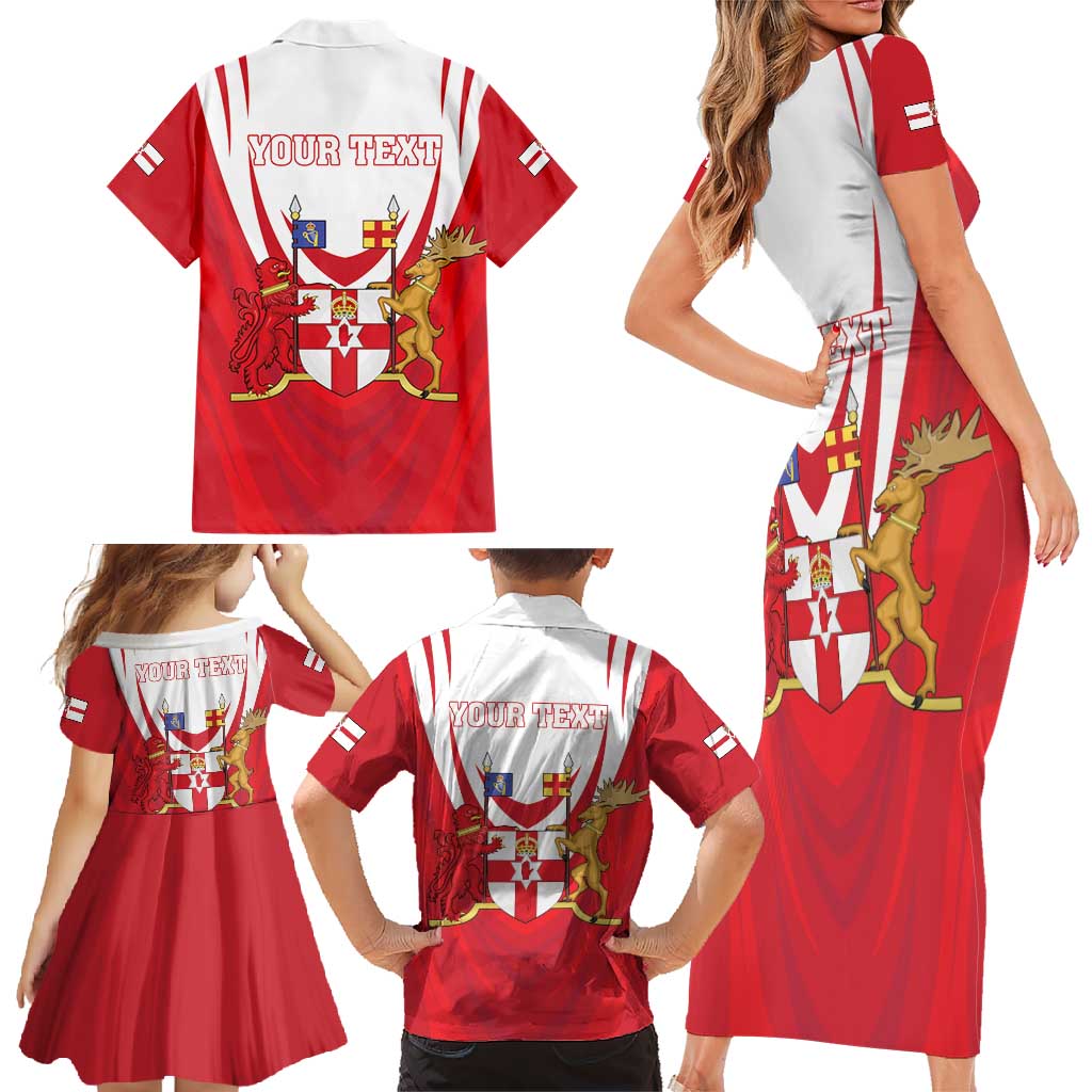 Personalized Northern Ireland Family Matching Short Sleeve Bodycon Dress and Hawaiian Shirt Coat Of Arms With Map