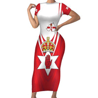 Personalized Northern Ireland Family Matching Short Sleeve Bodycon Dress and Hawaiian Shirt Coat Of Arms With Map