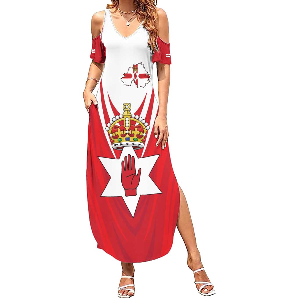 Personalized Northern Ireland Family Matching Summer Maxi Dress and Hawaiian Shirt Coat Of Arms With Map