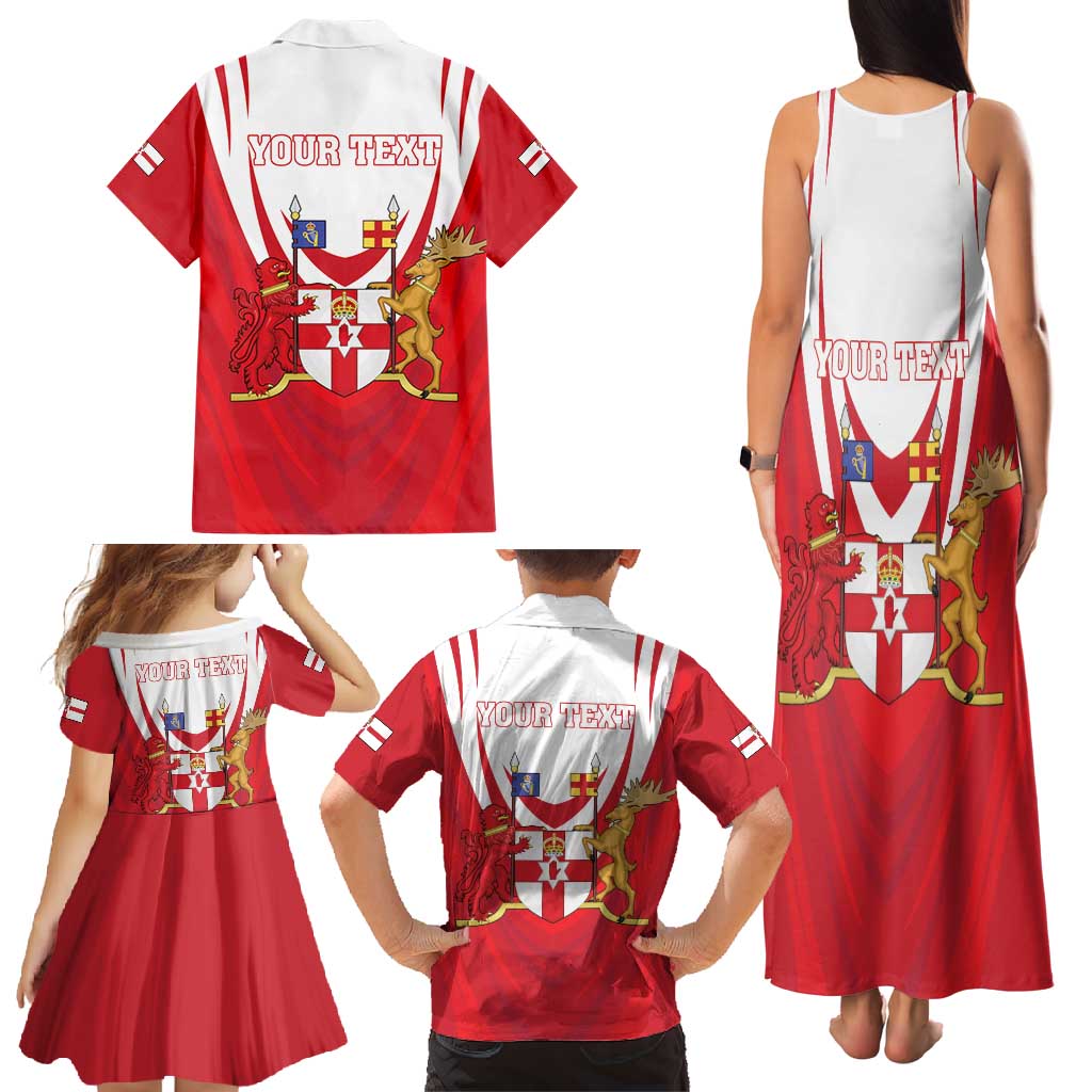 Personalized Northern Ireland Family Matching Tank Maxi Dress and Hawaiian Shirt Coat Of Arms With Map