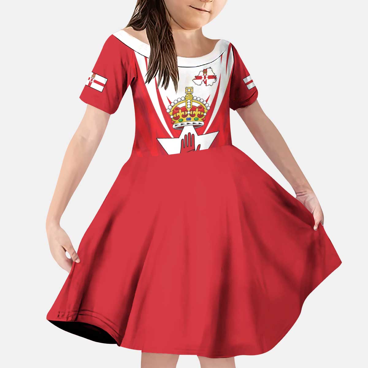 Personalized Northern Ireland Kid Short Sleeve Dress Coat Of Arms With Map