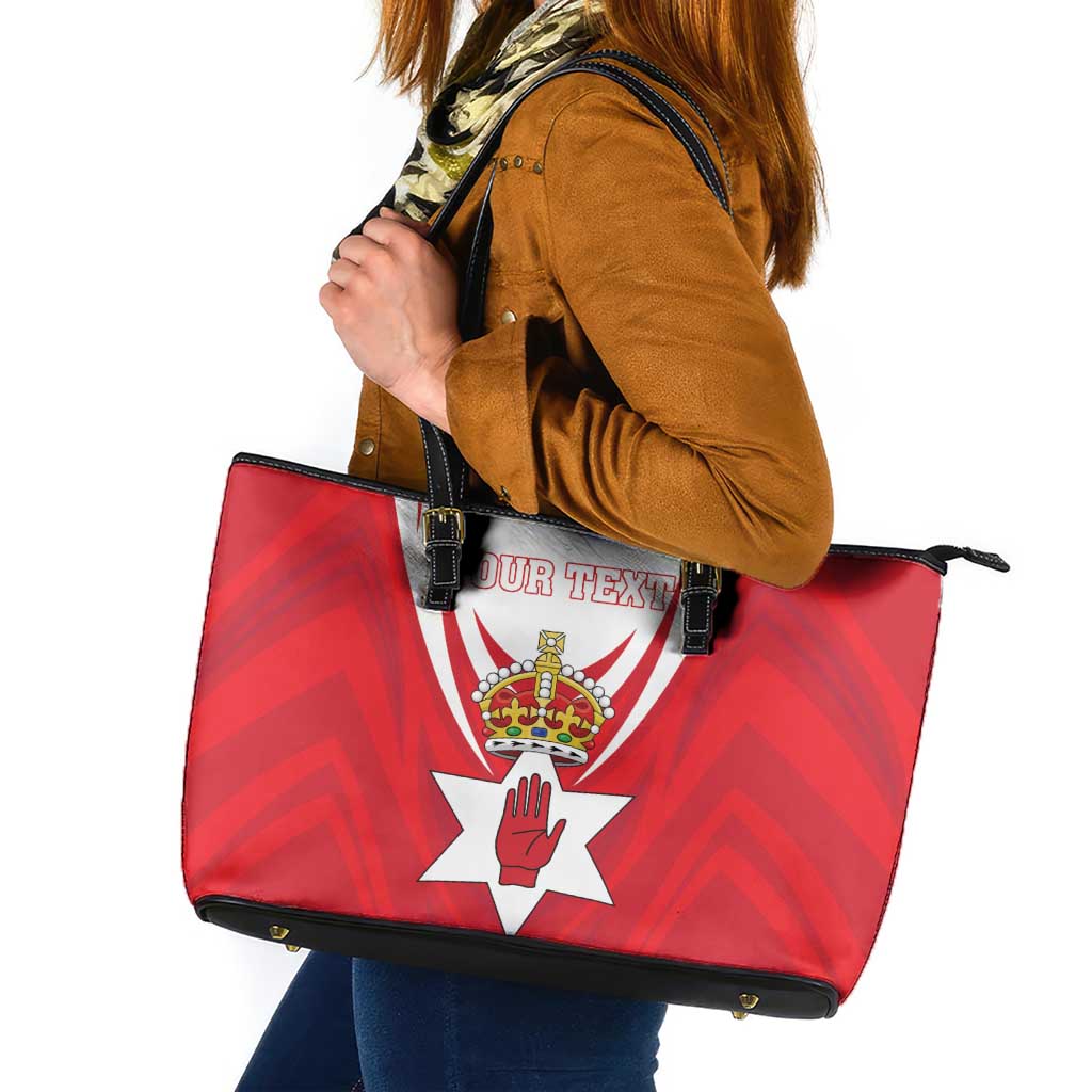 Personalized Northern Ireland Leather Tote Bag Coat Of Arms With Map