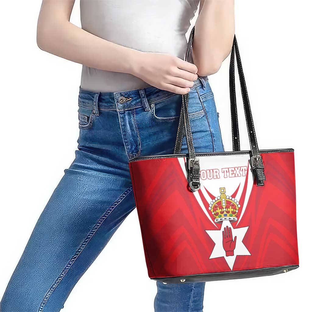 Personalized Northern Ireland Leather Tote Bag Coat Of Arms With Map