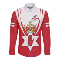 Personalized Northern Ireland Long Sleeve Button Shirt Coat Of Arms With Map