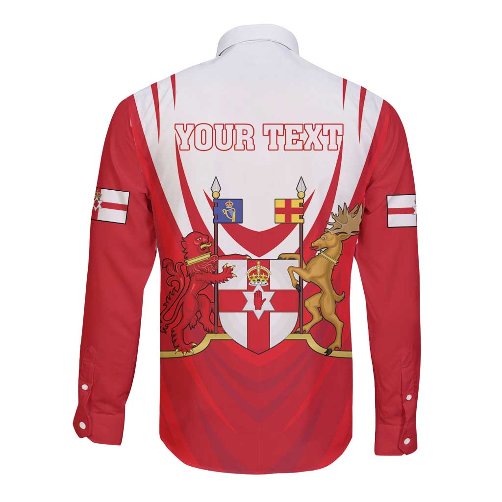 Personalized Northern Ireland Long Sleeve Button Shirt Coat Of Arms With Map