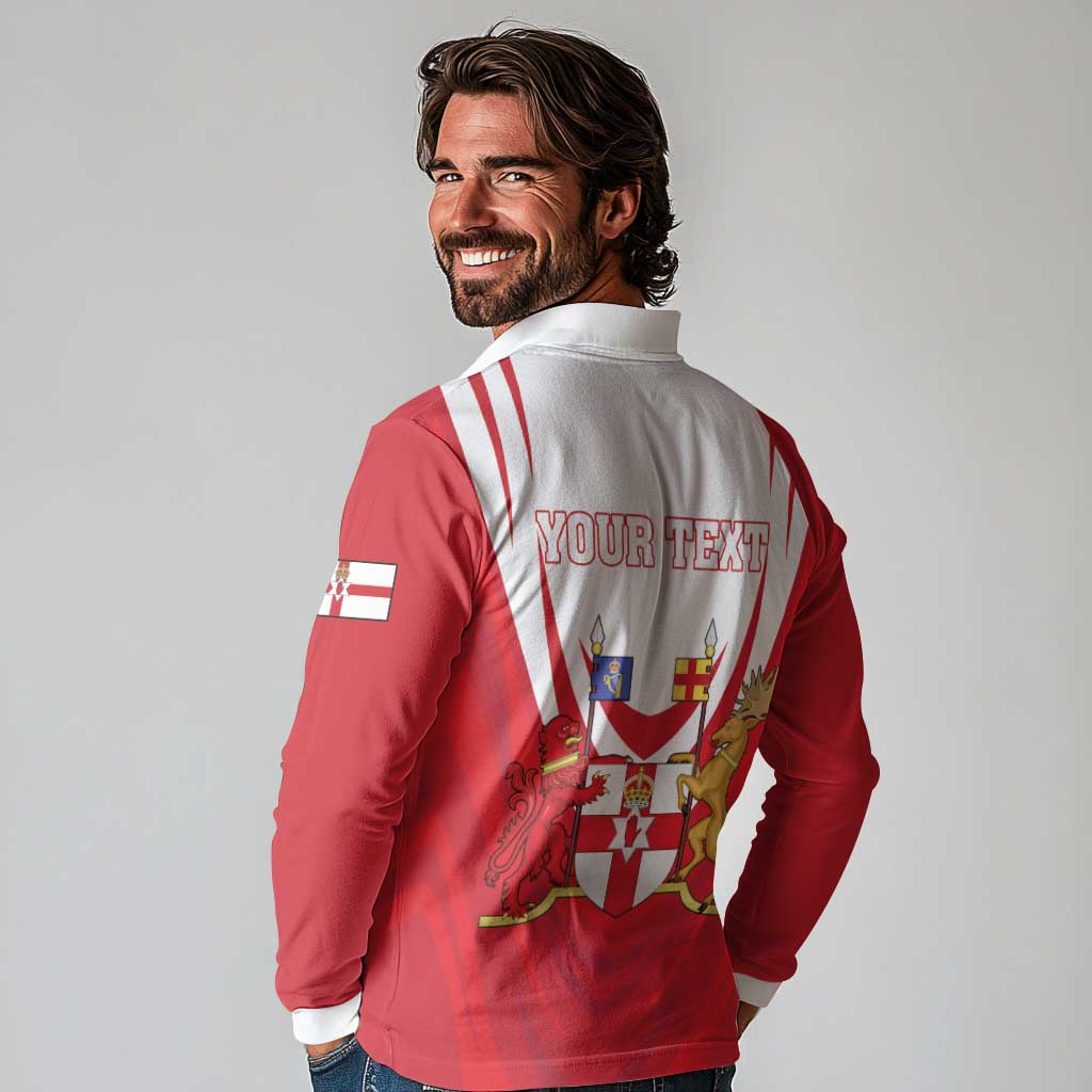 Personalized Northern Ireland Long Sleeve Polo Shirt Coat Of Arms With Map
