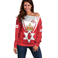 Personalized Northern Ireland Off Shoulder Sweater Coat Of Arms With Map