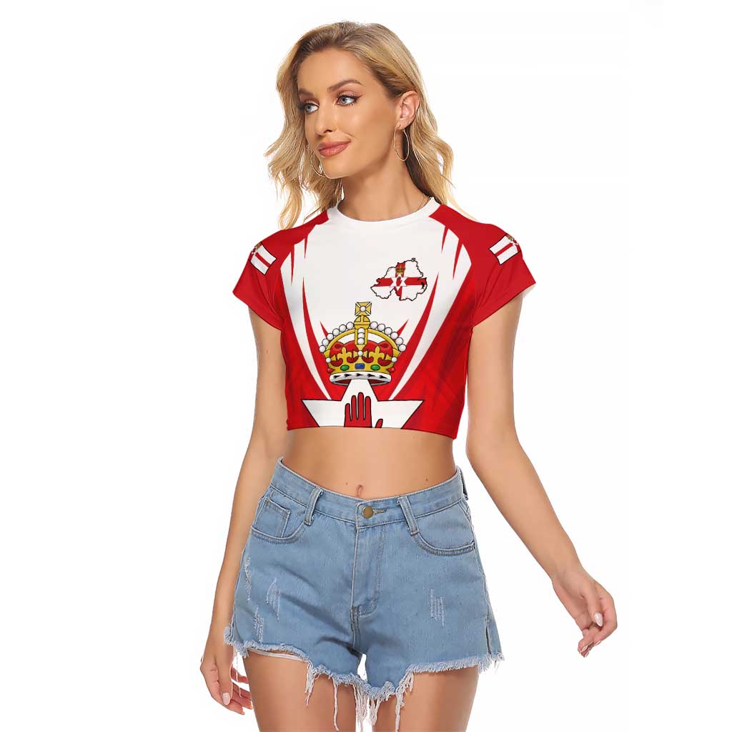 Personalized Northern Ireland Raglan Cropped T Shirt Coat Of Arms With Map