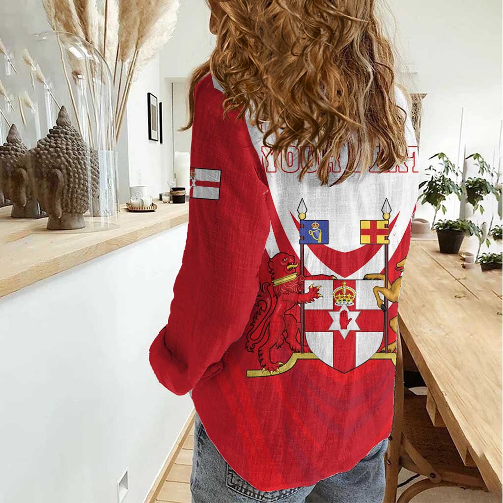Personalized Northern Ireland Women Casual Shirt Coat Of Arms With Map