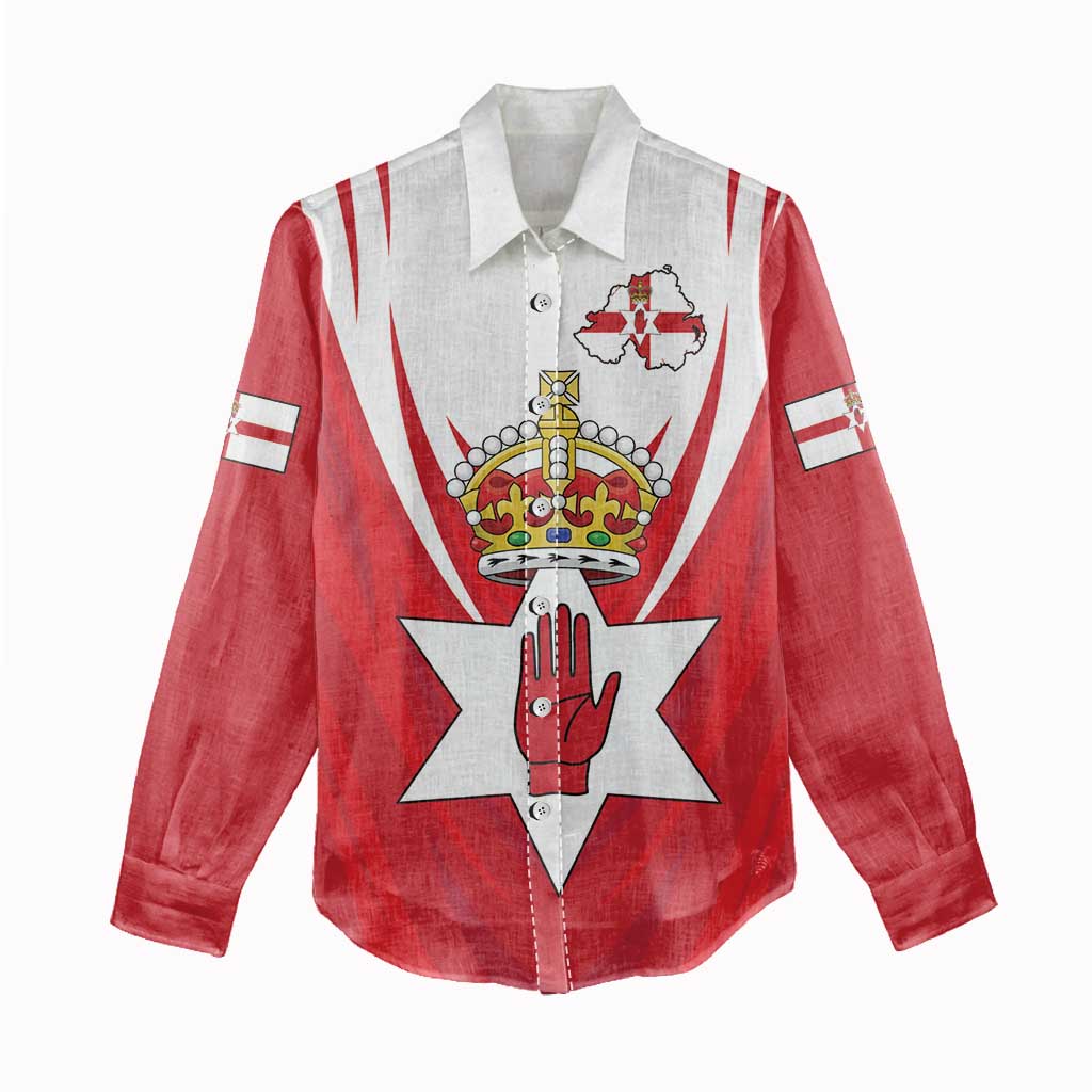 Personalized Northern Ireland Women Casual Shirt Coat Of Arms With Map