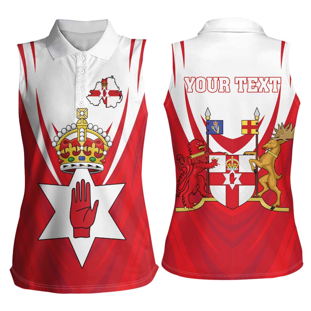 Personalized Northern Ireland Women Sleeveless Polo Shirt Coat Of Arms With Map
