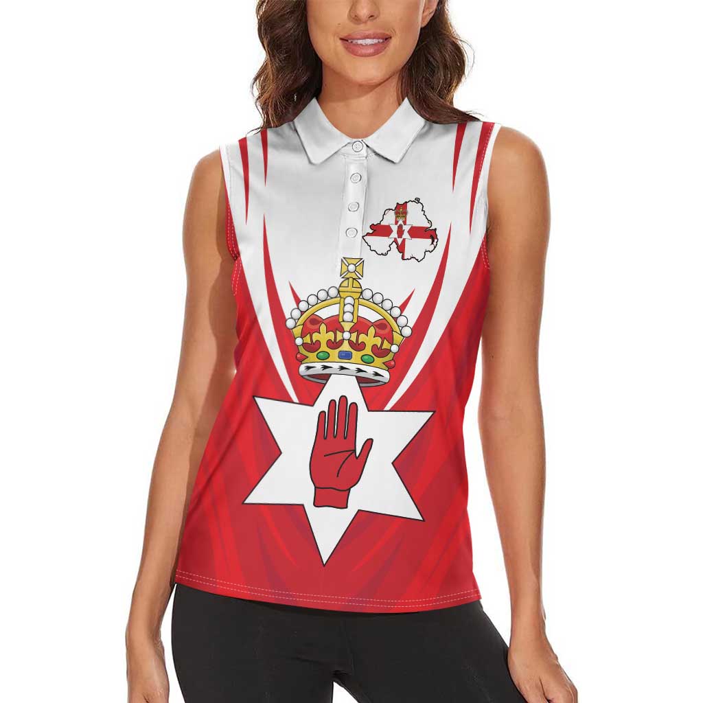 Personalized Northern Ireland Women Sleeveless Polo Shirt Coat Of Arms With Map