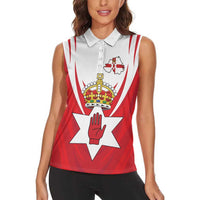 Personalized Northern Ireland Women Sleeveless Polo Shirt Coat Of Arms With Map