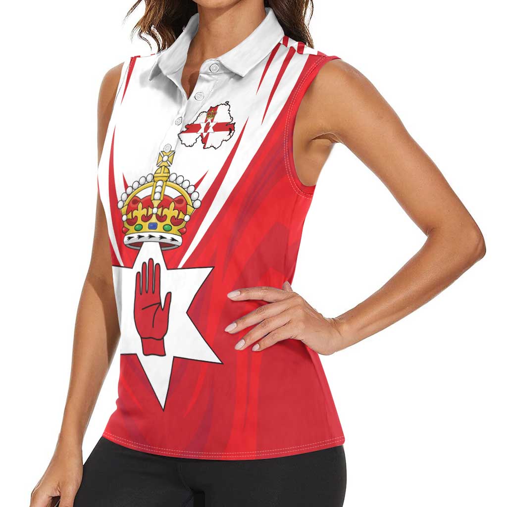 Personalized Northern Ireland Women Sleeveless Polo Shirt Coat Of Arms With Map