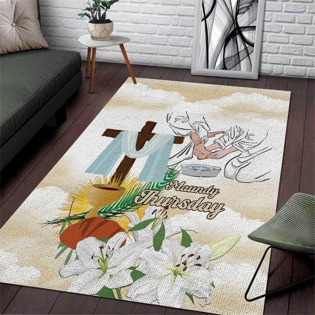 Happy Maundy Thursday Area Rug Jesus Christ Washing Feet