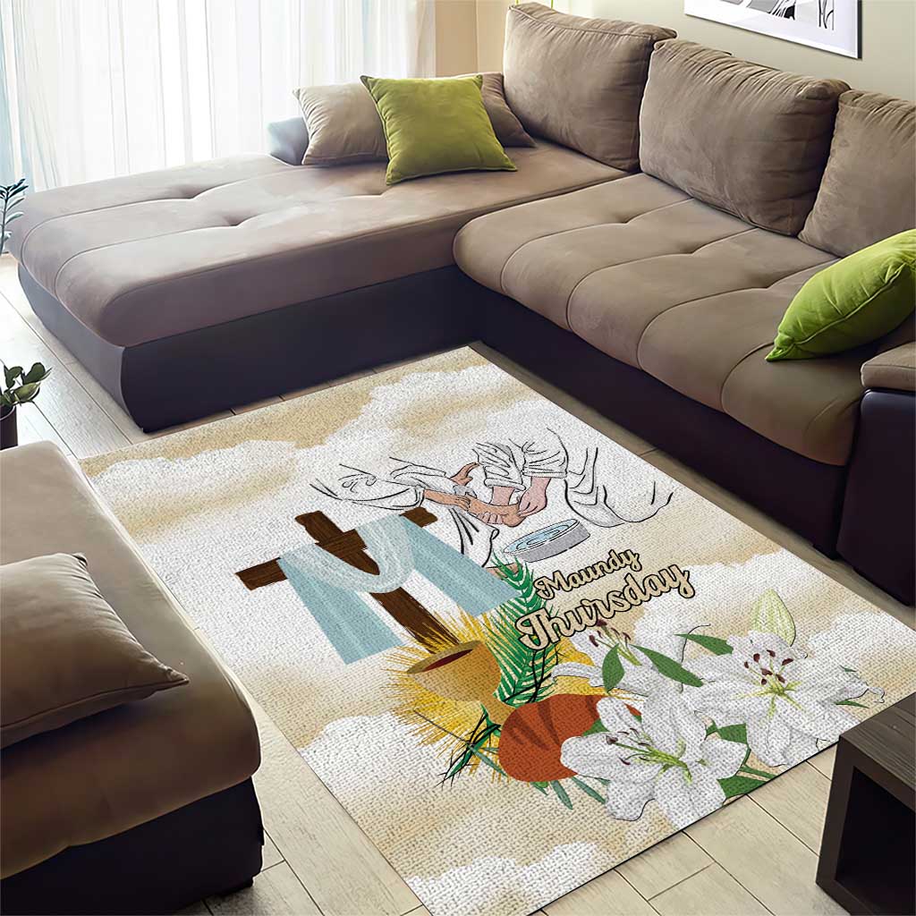 Happy Maundy Thursday Area Rug Jesus Christ Washing Feet