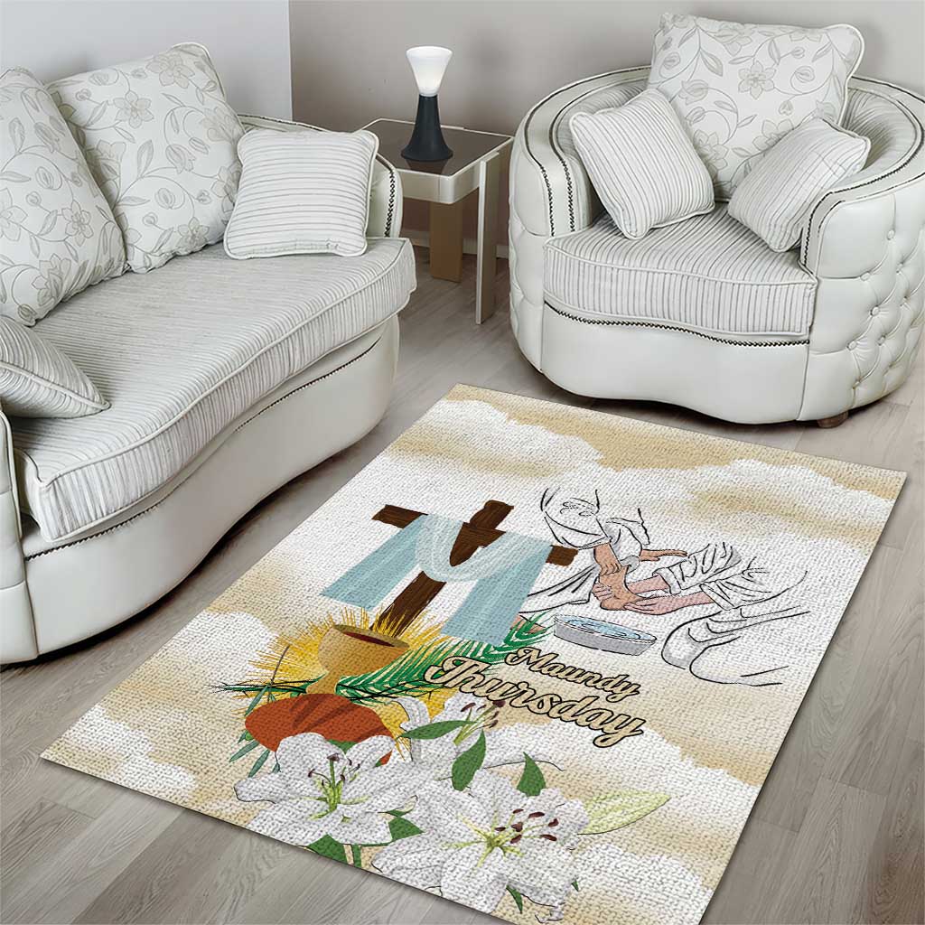 Happy Maundy Thursday Area Rug Jesus Christ Washing Feet