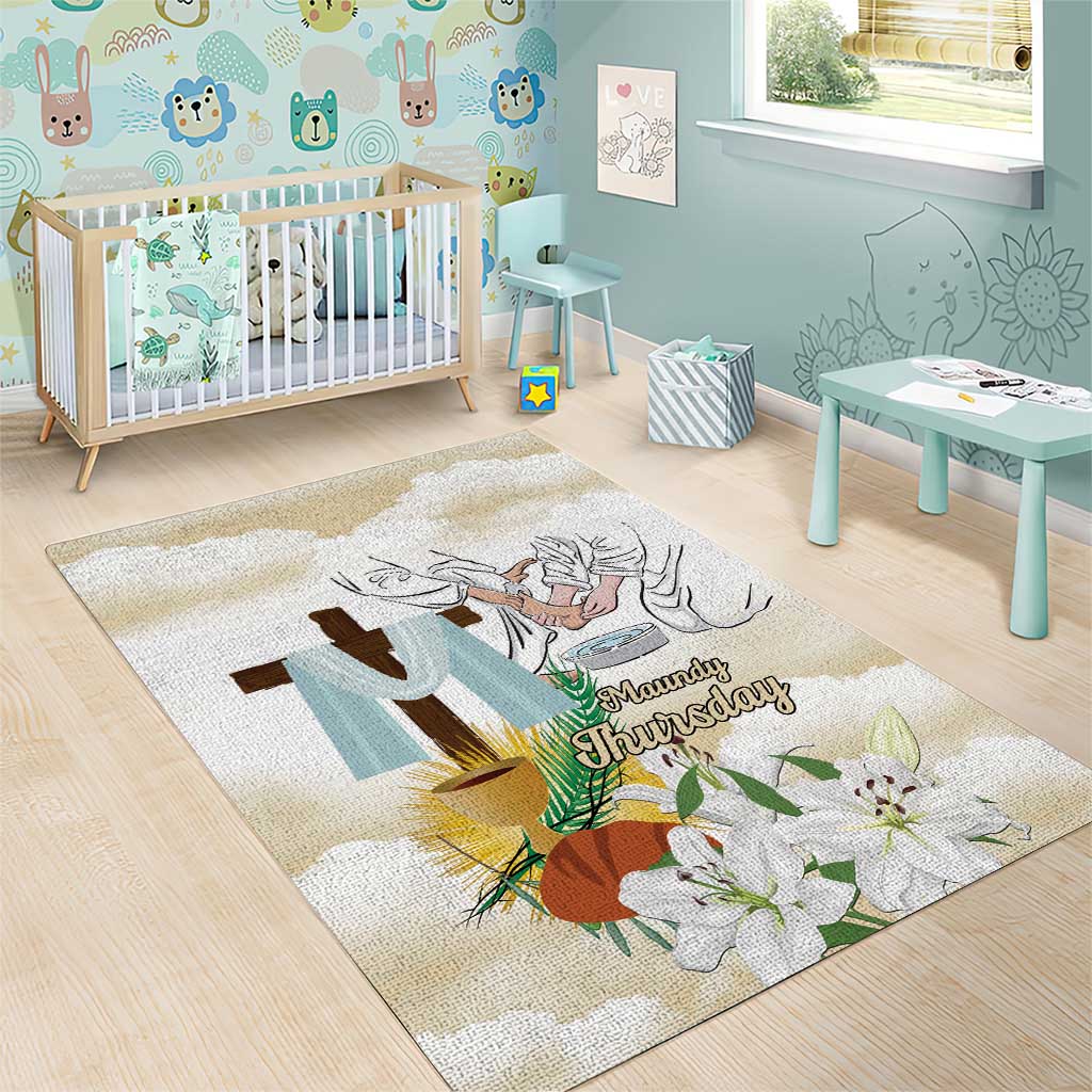 Happy Maundy Thursday Area Rug Jesus Christ Washing Feet