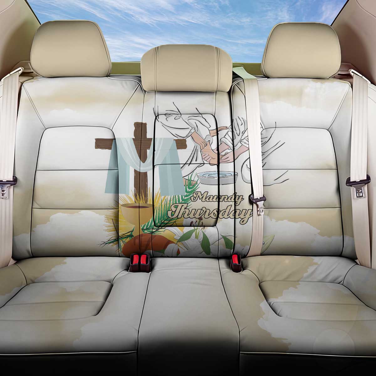 Happy Maundy Thursday Back Car Seat Cover Jesus Christ Washing Feet