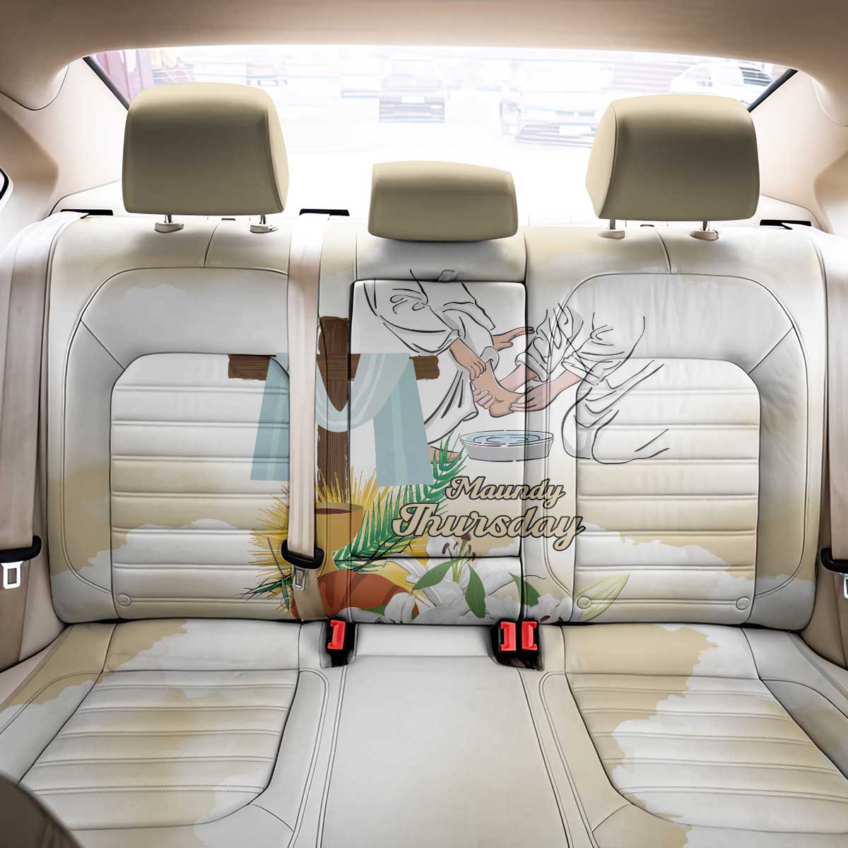 Happy Maundy Thursday Back Car Seat Cover Jesus Christ Washing Feet