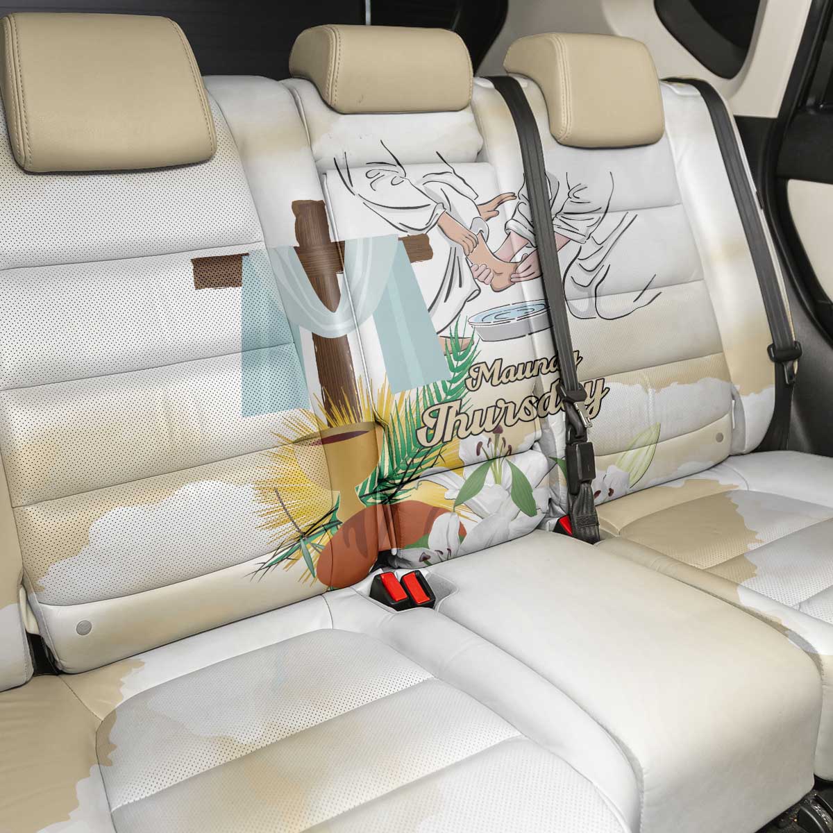 Happy Maundy Thursday Back Car Seat Cover Jesus Christ Washing Feet