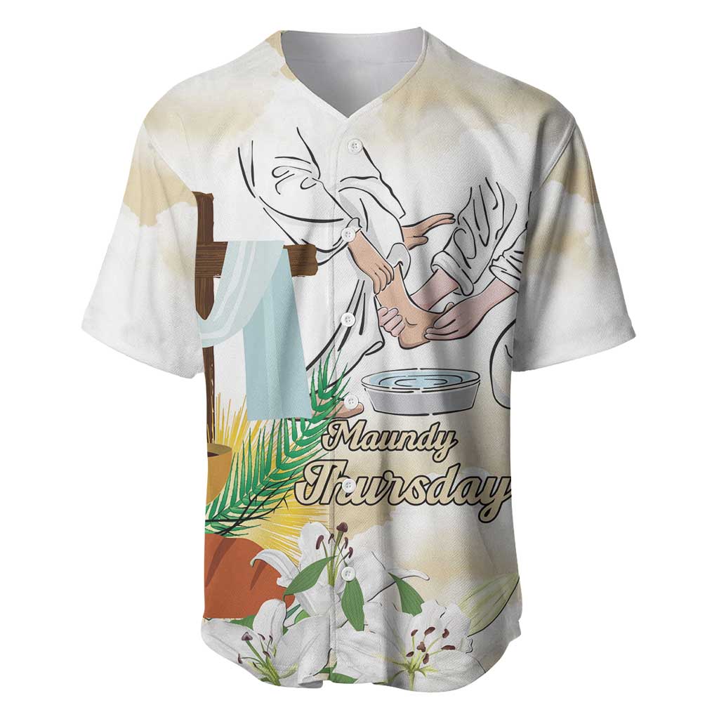 Happy Maundy Thursday Baseball Jersey Jesus Christ Washing Feet