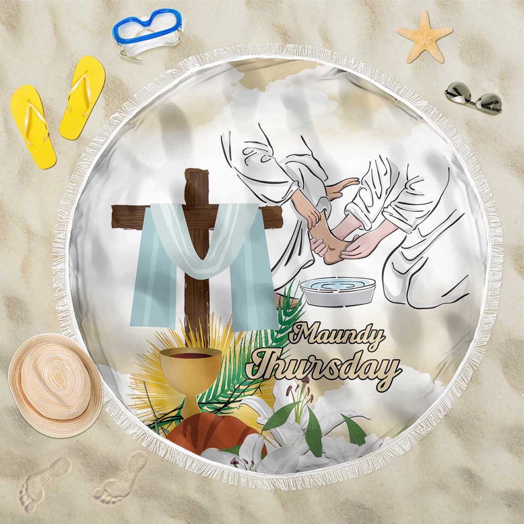 Happy Maundy Thursday Beach Blanket Jesus Christ Washing Feet