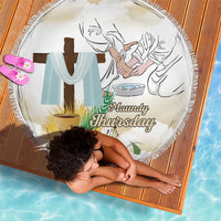 Happy Maundy Thursday Beach Blanket Jesus Christ Washing Feet
